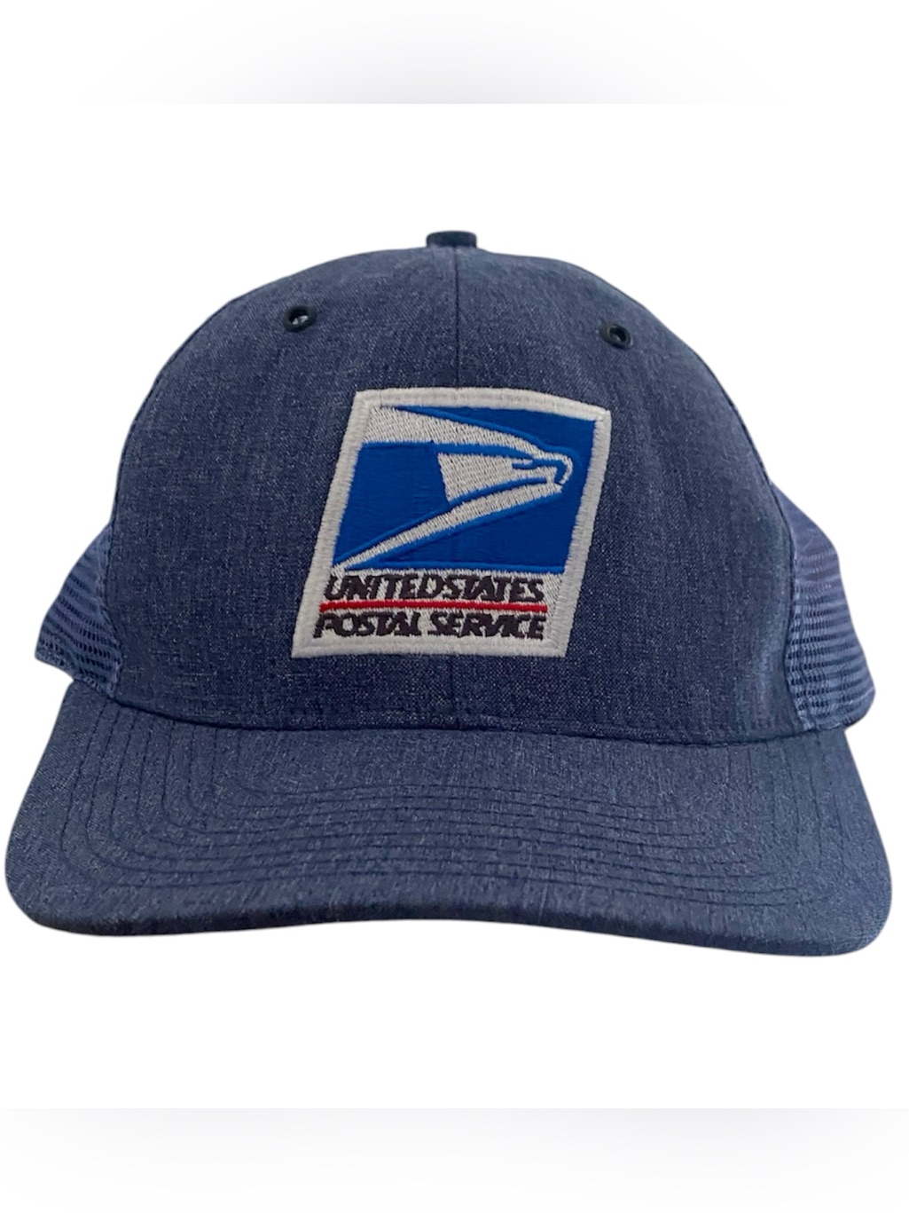 Usps Vtg Trucker Hat With Embroidered Logo Blue Embroidered Logo Trucker Cap Hat